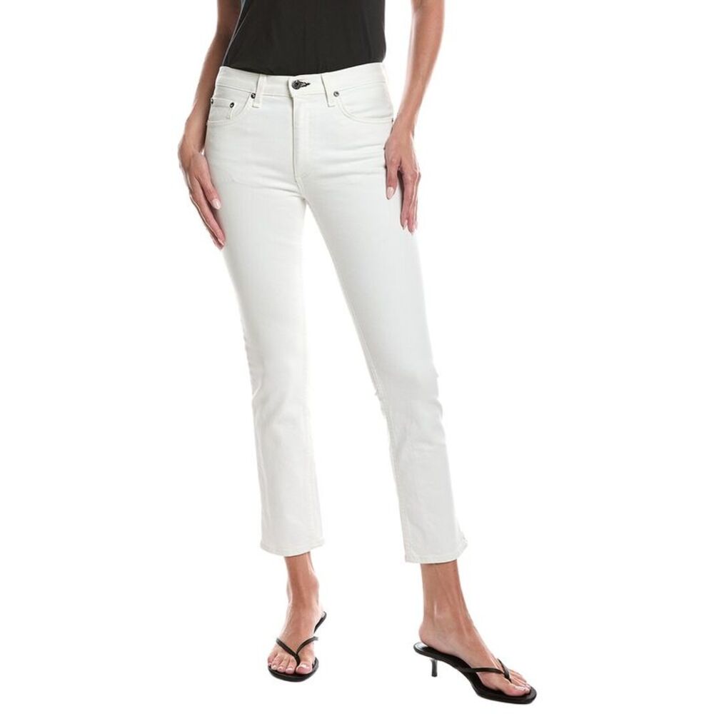 Askk Ny Womens Mid Rise Straight Leg Jean, White